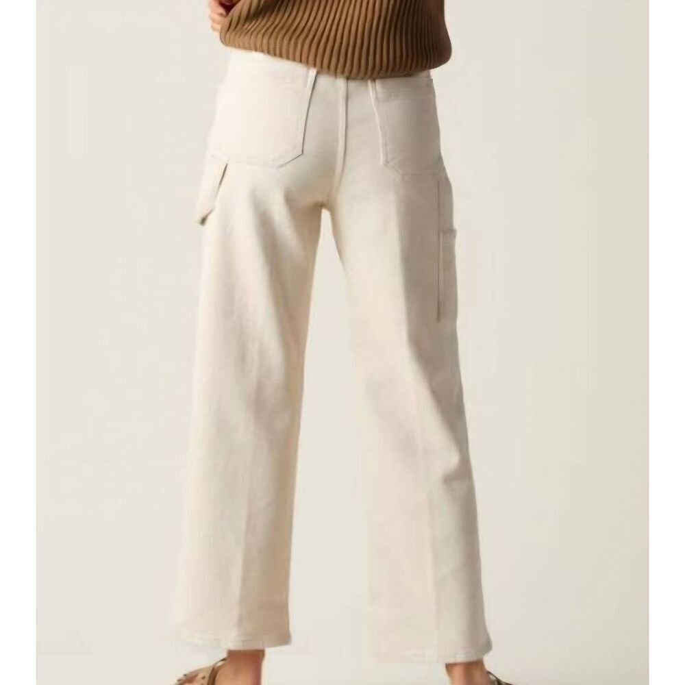 Closed Jeans Women's 26 Ecru Neige Relaxed Straight Workwear Carpenter Neutral